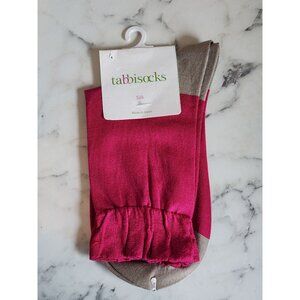 Tabbisocks Womens Silk Ruffle Crew Socks Very Berry & Light Grey
